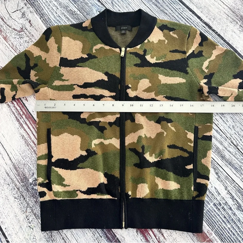 J. Crew Camouflage Bomber Knit Merino Wool Blend Jacket